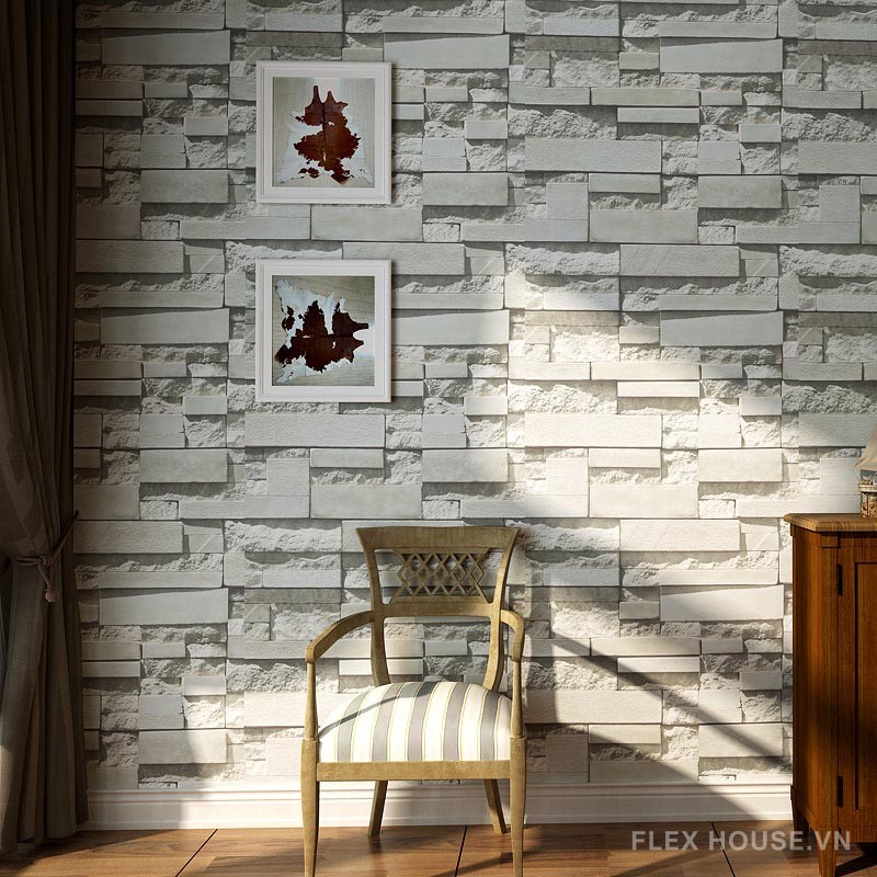 Mẫu giấy dán tường 3D giả gạch đẹp
