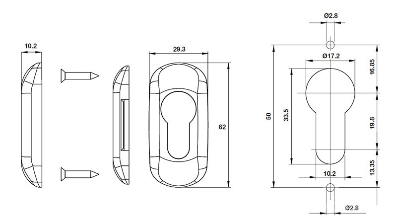 Nắp che ruột khóa Oval màu đen Hafele 905.80.538 4