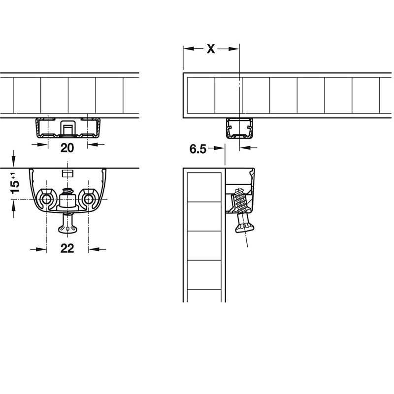 Phụ kiện bas liên kết nối trên RV/U-T3 Hafele 262.72.953 7