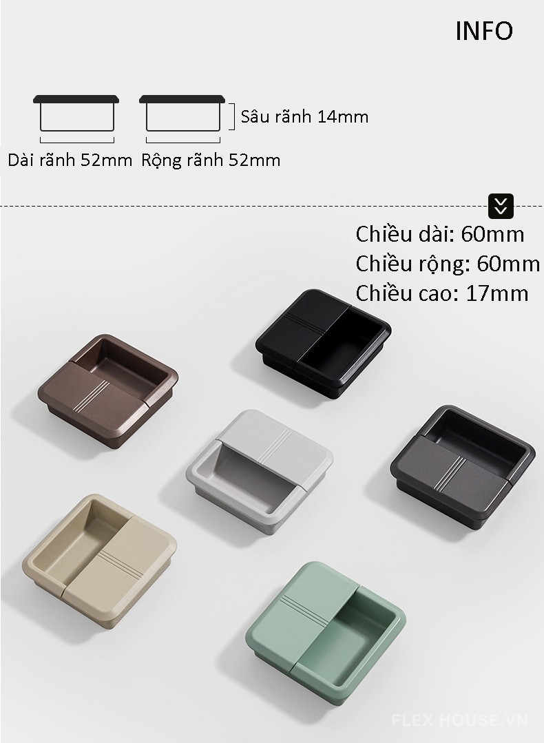 Tay nắm âm ngăn kéo hợp kim nhiều màu CH522 10