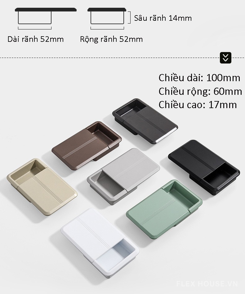 Tay nắm âm ngăn kéo hợp kim nhiều màu CH522 11