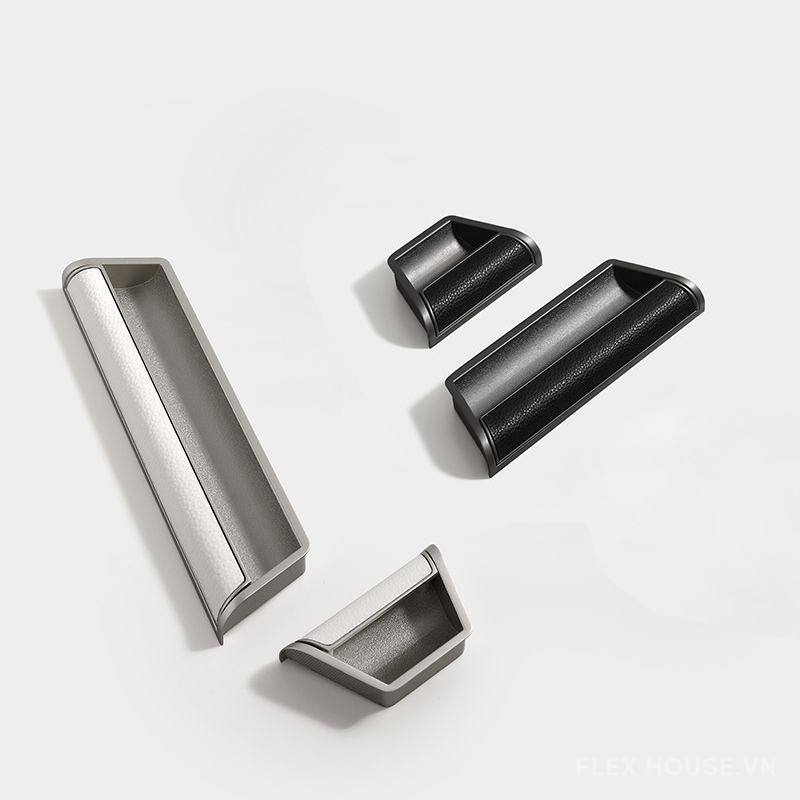 Tay nắm âm tủ bếp hợp kim phối da hiện đại CH8529 6