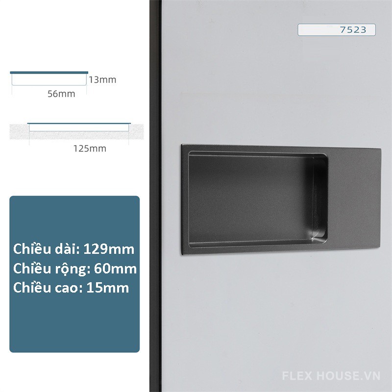 Tay nắm âm tủ kéo hợp kim kẽm hình chữ nhật CH7523 7