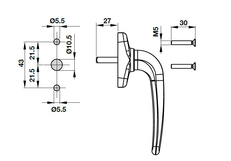 Tay nắm gạt cửa Prima Plus màu trắng Hafele 972.05.227 4