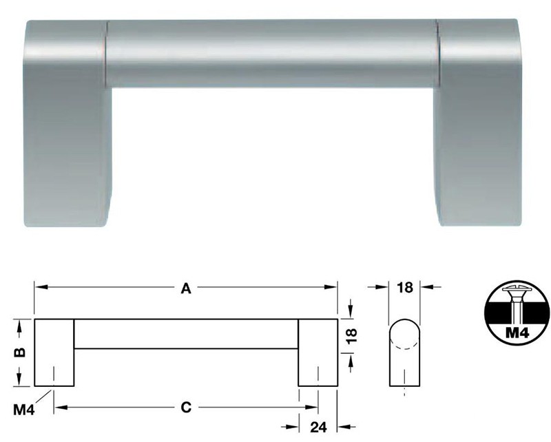 Tay nắm kệ tủ thanh tròn bằng nhôm Hafele 100.86.90 6