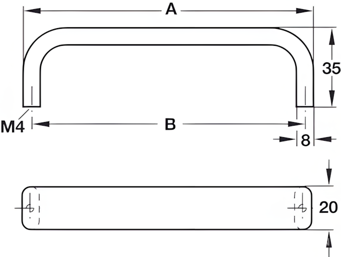 Tay nắm tủ chữ D hợp kim nhôm Hafele 116.04 4