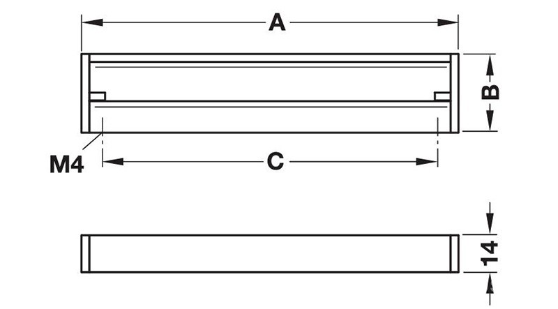 Tay nắm tủ kệ màu nhôm bạc Hafele 100.76.90 5