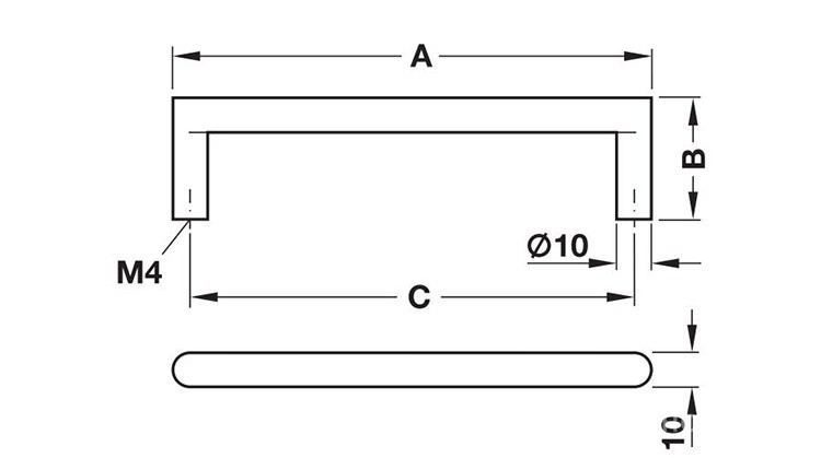Tay nắm tủ nội thất inox Hafele 100.54.00 4