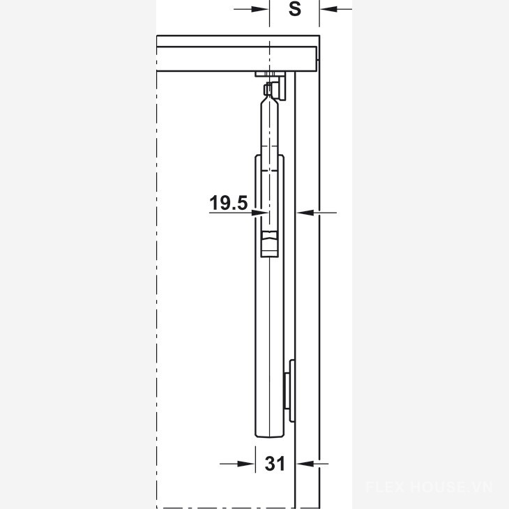 Tay nâng Free flap H 1.5 bên trái màu xám Hafele 372.39.631 9