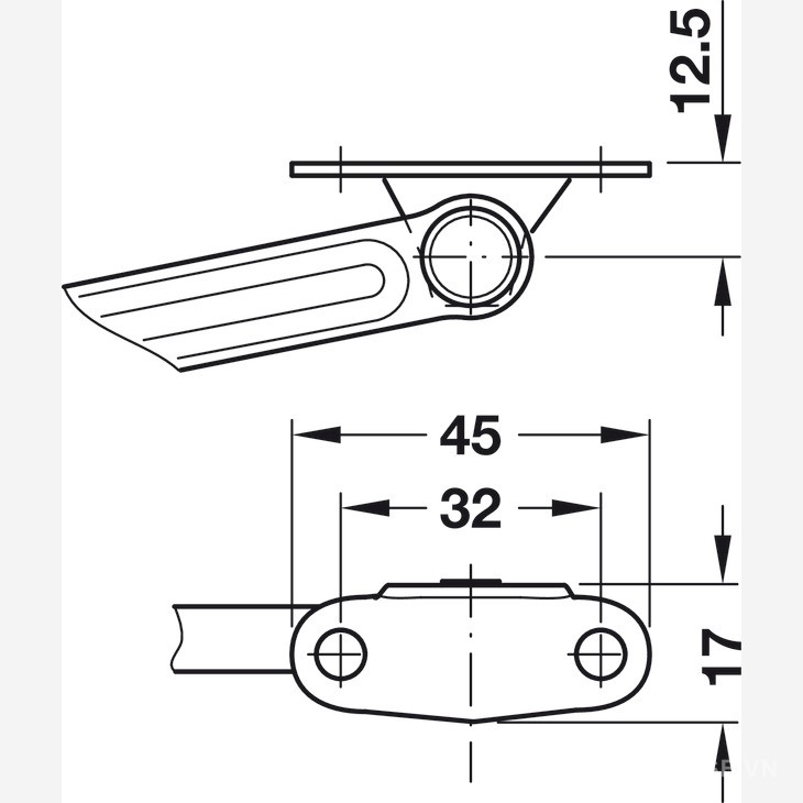 Tay nâng Free flap H 1.5 bên trái màu xám Hafele 372.39.631 7