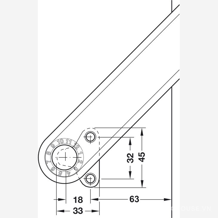 Tay nâng Free flap H 1.5 bên trái màu xám Hafele 372.39.631 5