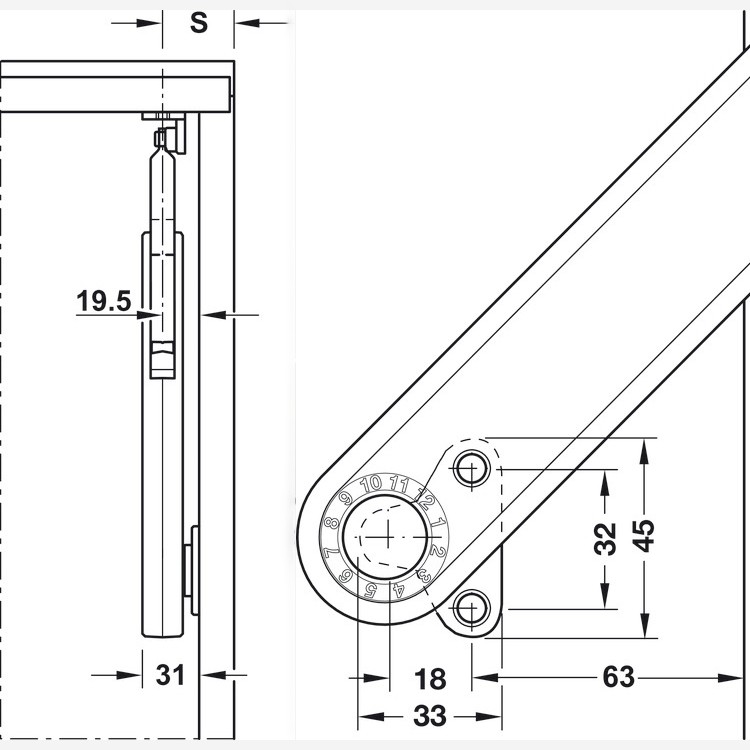 Tay nâng Hafele Free Flap trắng lắp phải 372.39.830 7