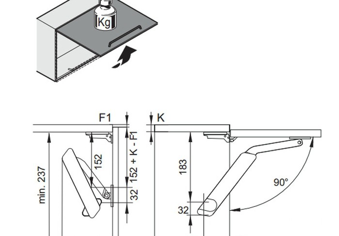 Tay nâng Hafele Free Flap trắng lắp phải 372.39.830 5