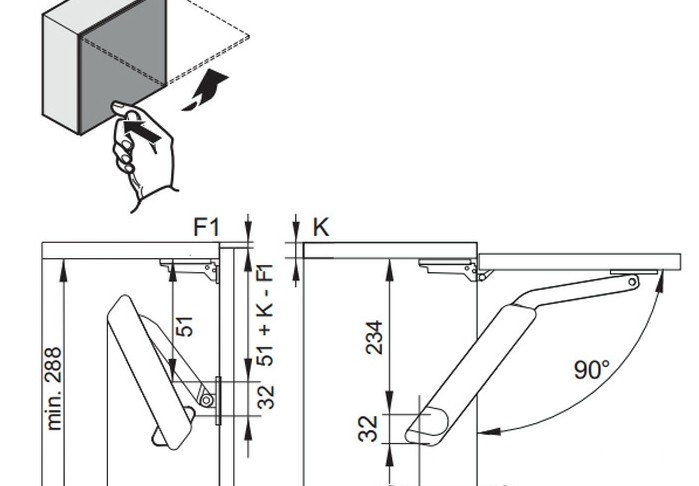 Tay nâng Hafele Free Flap trắng lắp phải 372.39.830 6