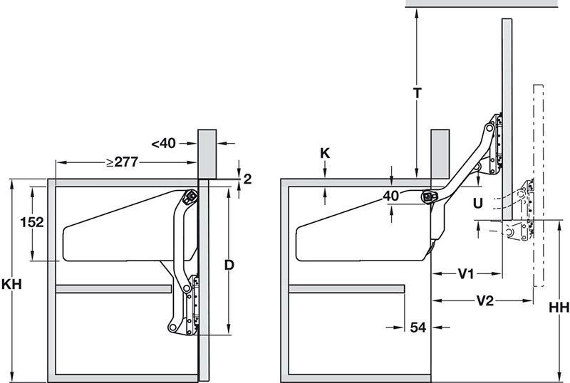 Tay nâng cửa Hafele Free up P1us 372.33.610 11