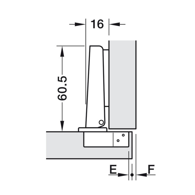 Bản lề trượt bằng thép cho cánh tủ Hafele 311.90.02