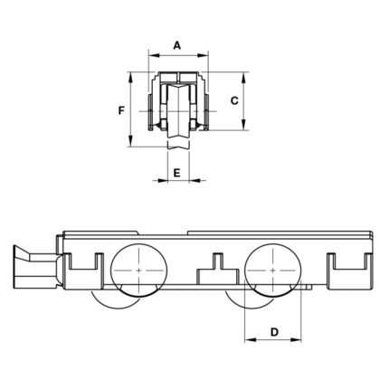 Bánh xe cửa trượt nhôm 2 con lăn Hafele 972.05.14