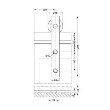 Bộ phụ kiện cửa trượt 100S ray 2m Hafele 941.32.000