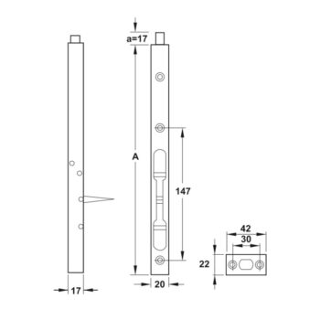 Chốt âm cửa bằng inox 304 200mm Hafele 911.81.341