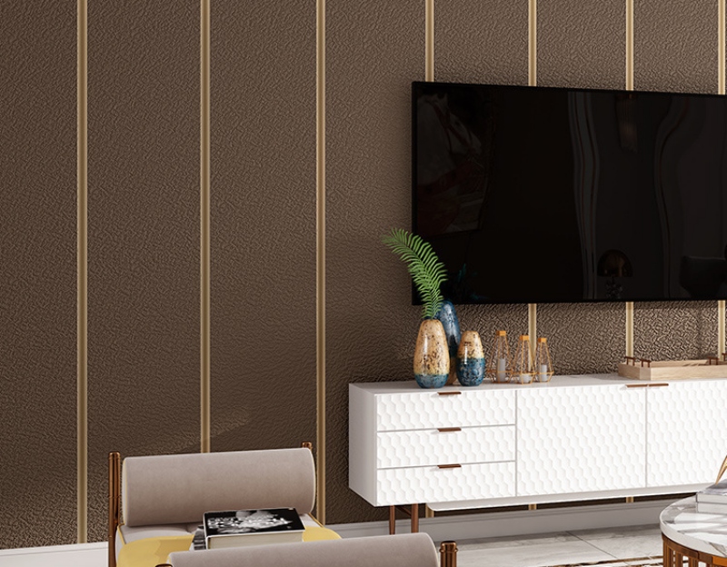 Giấy dán tường 3D giả da viền đơn sang trọng RMT050