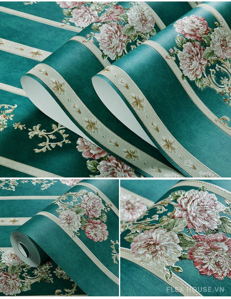 Giấy dán tường hoa văn 3D có keo châu Âu RMT204