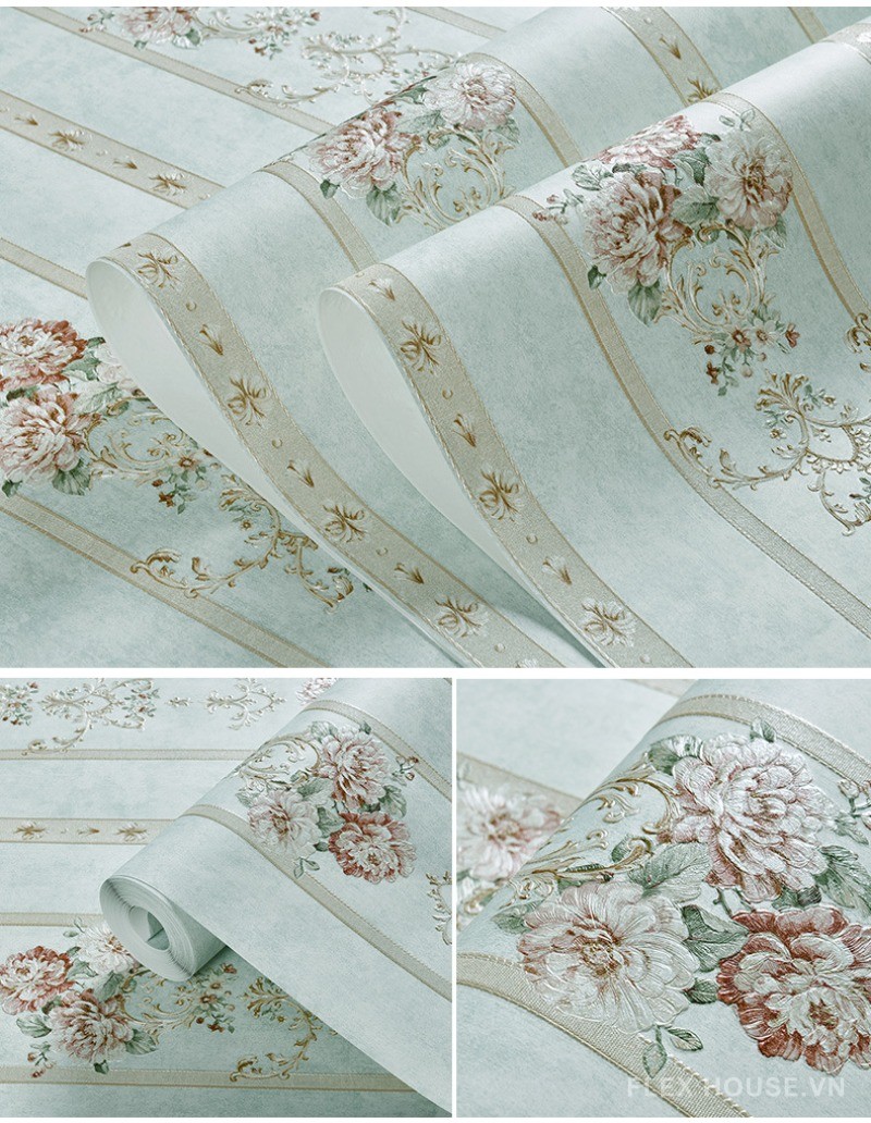 Giấy dán tường hoa văn 3D có keo châu Âu RMT204