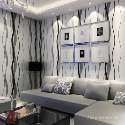 Giấy dán tường lượn sóng decor phòng khách RMT096