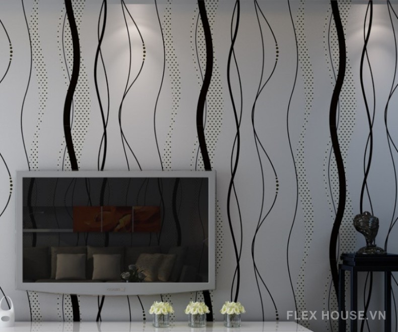 Giấy dán tường lượn sóng decor phòng khách RMT096