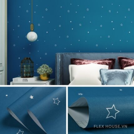 Giấy dán tường phòng ăn hình ngôi sao đa màu RMT7370