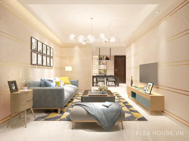Giấy dán tường phòng ăn viền đôi trang nhã RMT773