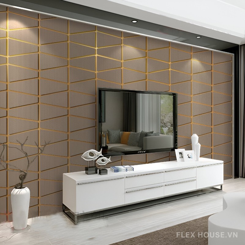 Giấy dán tường phòng khách 3D họa tiết hình học RMT500 3 Giấy dán tường phòng khách 3D họa tiết hình học RMT500