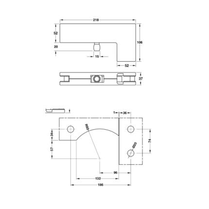 Kẹp kính chữ L phòng tắm kính Hafele 932.03.606