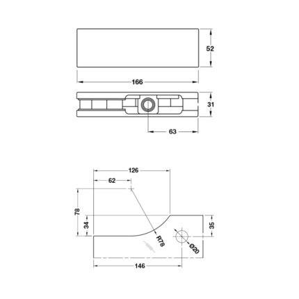 Kẹp kính dưới cửa kính Bauma Hafele 932.03.603