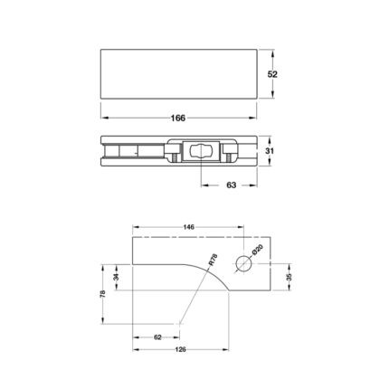 Kẹp kính trên cho cửa kính Bauma Hafele 932.03.604