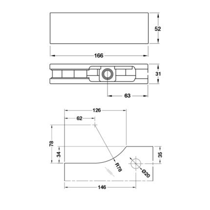 Kẹp kính trên màu đen mờ 80kg Hafele 981.00.003