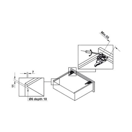 Ray âm EPC EVO nhấn mở 3 phần 4 Hafele 433.32.51