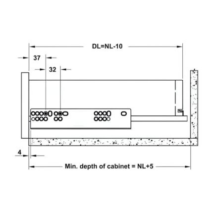 Ray âm EPC EVO nhấn mở 3 phần 4 Hafele 433.32.51