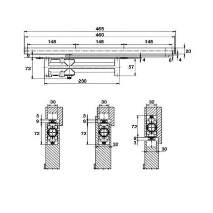 Tay đẩy hơi lắp âm EN3 60kg giữ cửa Hafele 931.47.039