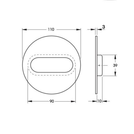 Tay nắm âm tủ inox mờ hình tròn Hafele 152.54.001