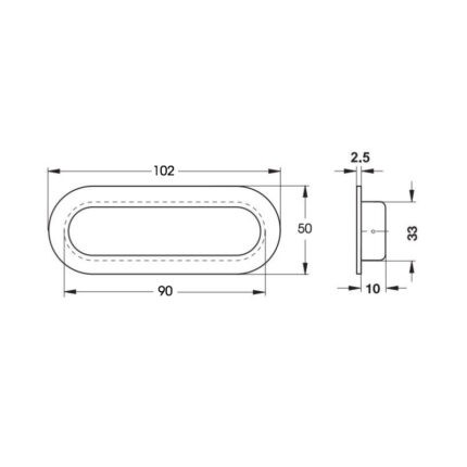 Tay nắm âm tủ thép không gỉ dài 102mm Hafele 152.51.052