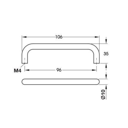Tay nắm cánh tủ chữ D mạ chrome mờ Hafele 155.00.941