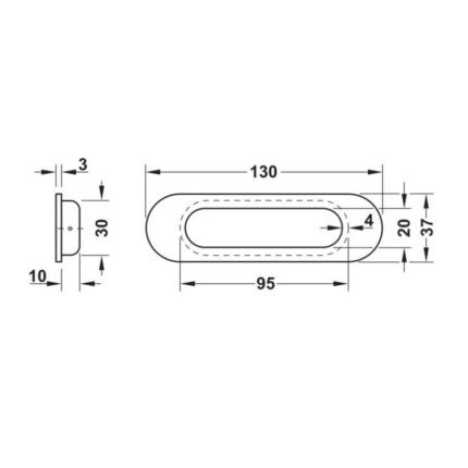 Tay nắm oval âm tủ thép không gỉ mờ Hafele 155.01.505