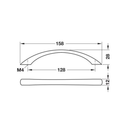 Tay nắm tủ quần áo dáng cong bản vuông Hafele 155.00.510