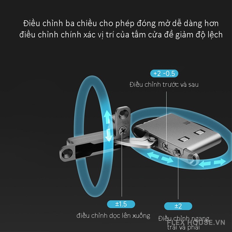 Bản lề âm tủ giảm chấn cho cánh kính khung nhôm ADHTO1 8