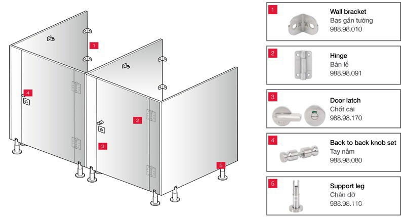 Bas gắn tường chữ T Hafele 988.98.030 6