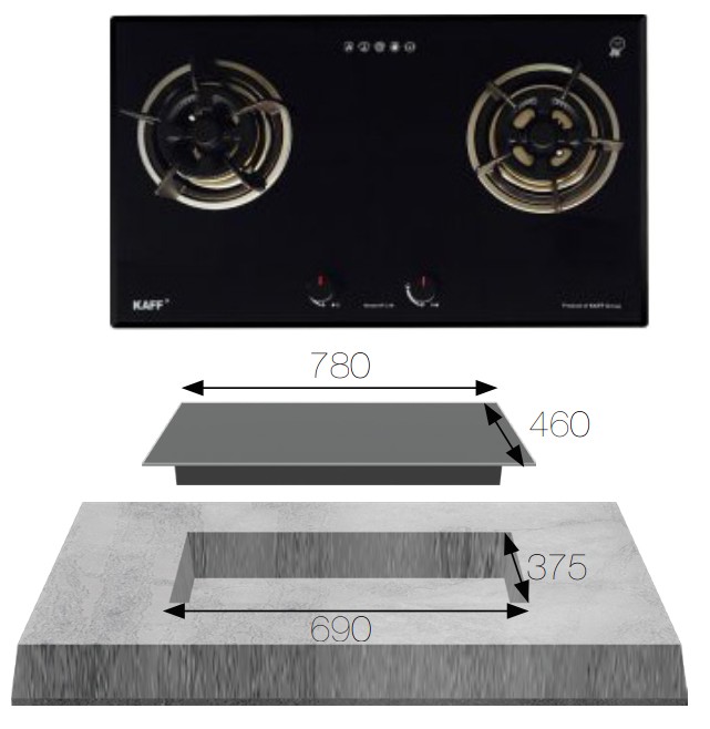 Bếp gas âm 2 lò nấu sang trọng KAFF KF-218
