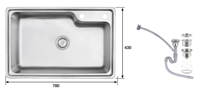 Chậu rửa bát Inox đơn KAFF KF-PSM6845 5
