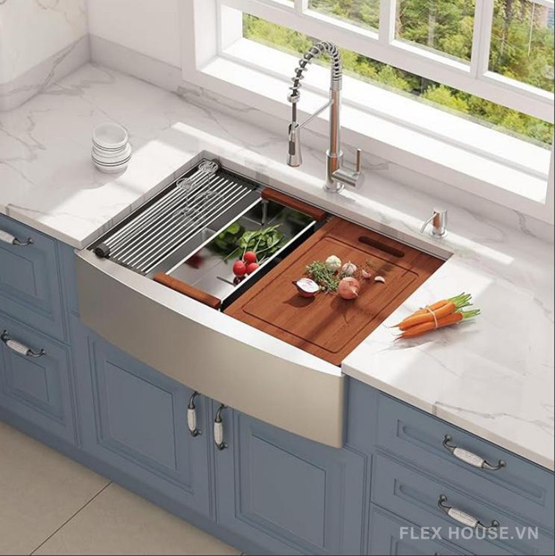 Chậu rửa bát âm bàn đá 1 hố KAFF GRANITE KF-3322QD 8