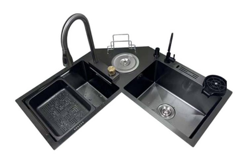 Chậu rửa bát đặt góc 2 hộc inox KAFF KF-ZJ9980-B 3