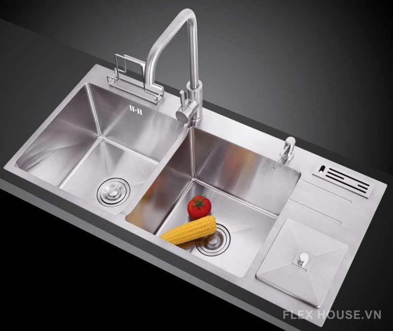 Chậu rửa bát inox âm 2 hố có bàn chờ KAFF KF-D-HM10048 6